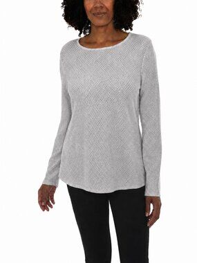 Mario Serrani Textured Gray Long Sleeve Top XXL New With Tags